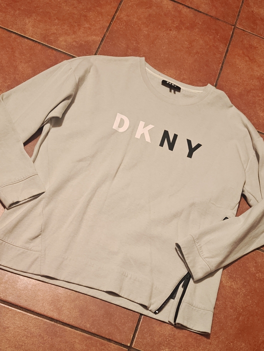 DKNY Light Gray Crewneck Sweatshirt with Pink & Black Logo